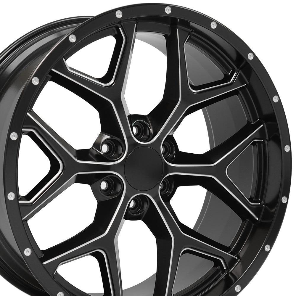 OE Wheels cv98-d22095-6550-24b1m | 22 Replica Wheel CV98 Silverado Rim 22x9.5 Satin Black Milled Wheel Cadillac Escalade 1999-2020; 1999-2020