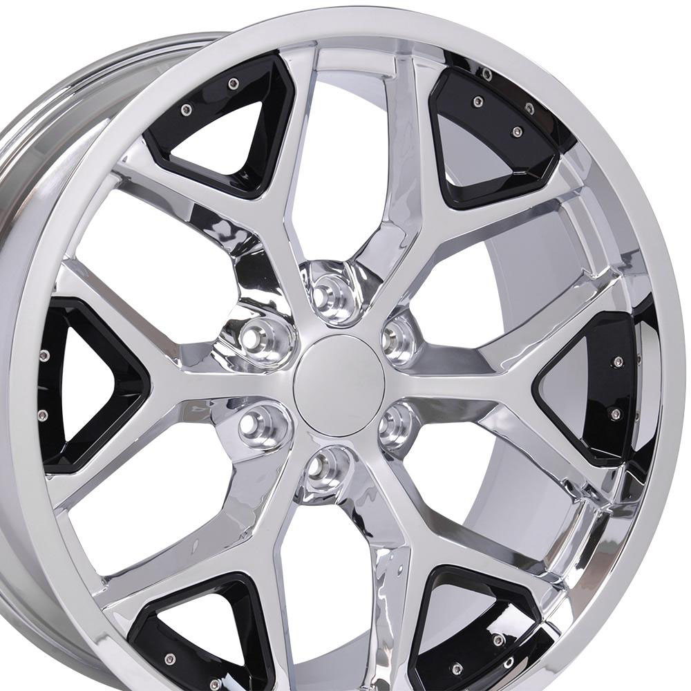 OE Wheels cv98-d22095-6550-24c-ib | 22 Replica Wheel CV98 Silverado Rim 22x9.5 Chrome Black Wheel Chevrolet Silverado 1500 1999-2018; 1999-2018