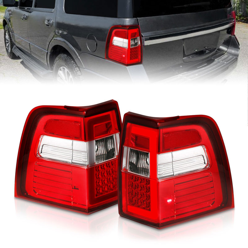 ANZO 311410 | 07-17 For Expedition LED Taillights w/ Light Bar Chrome Housing Red/Clear Lens; 2007-2017