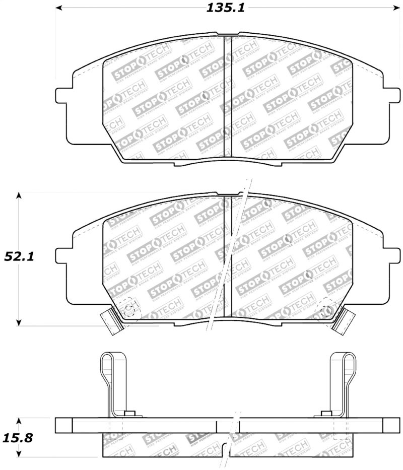 Stoptech 308.08290 | StopTech Street Brake Pads Honda S2000, Front; 2000-2009