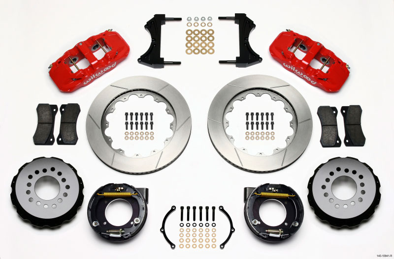 Wilwood 140-10941-r | AERO4 Rear P-Brake Kit 14.00in Red Chevy C-10 2.42 Offset 5-lug; 1975-1986