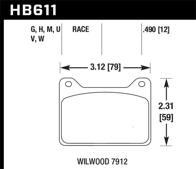 Hawk Performance hb611u.490 | Hawk Willwood 7912 DTC-70 Race Brake Pads