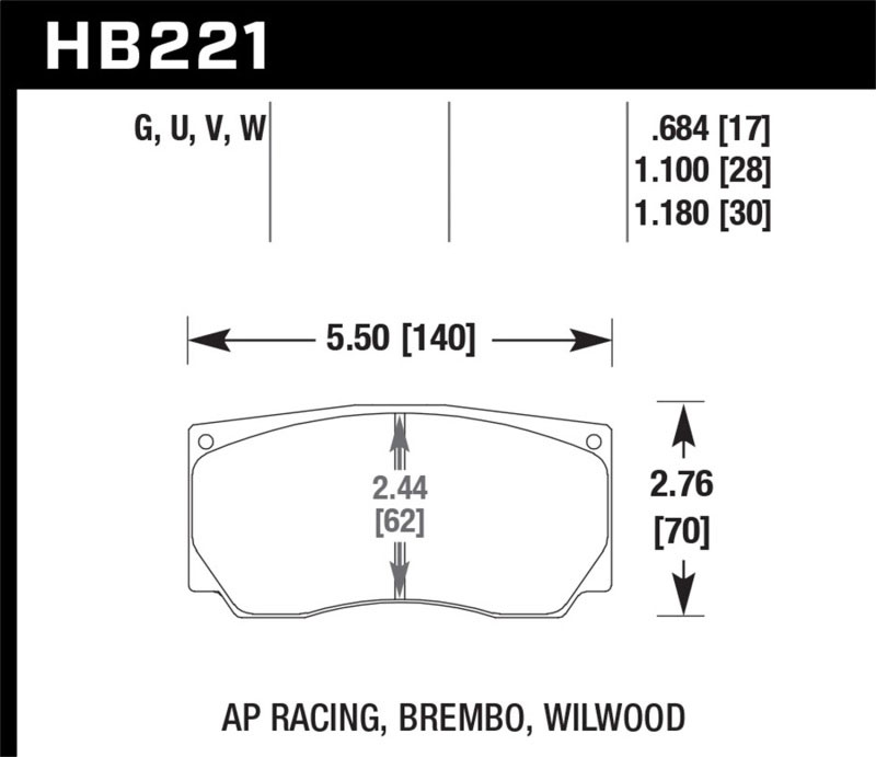 Hawk Performance hb221v1.18 | Hawk DTC-50 AP Racing/Wilwood Race Brake Pads