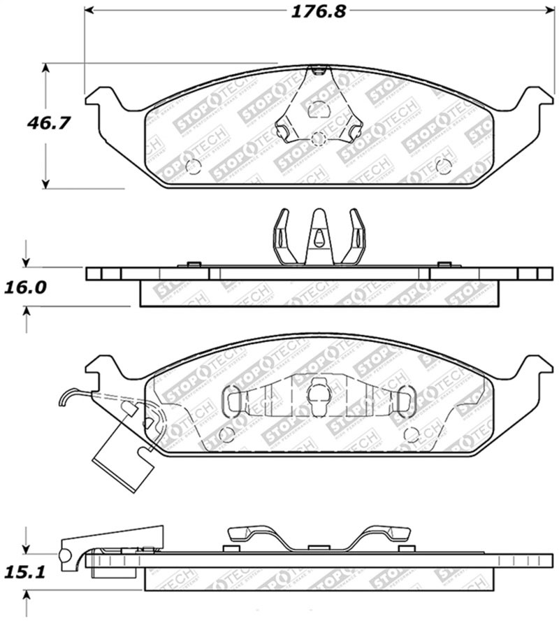 Stoptech 305.06500 | StopTech Street Select Brake Pads Chrysler Stratus, Front; 1995-1997