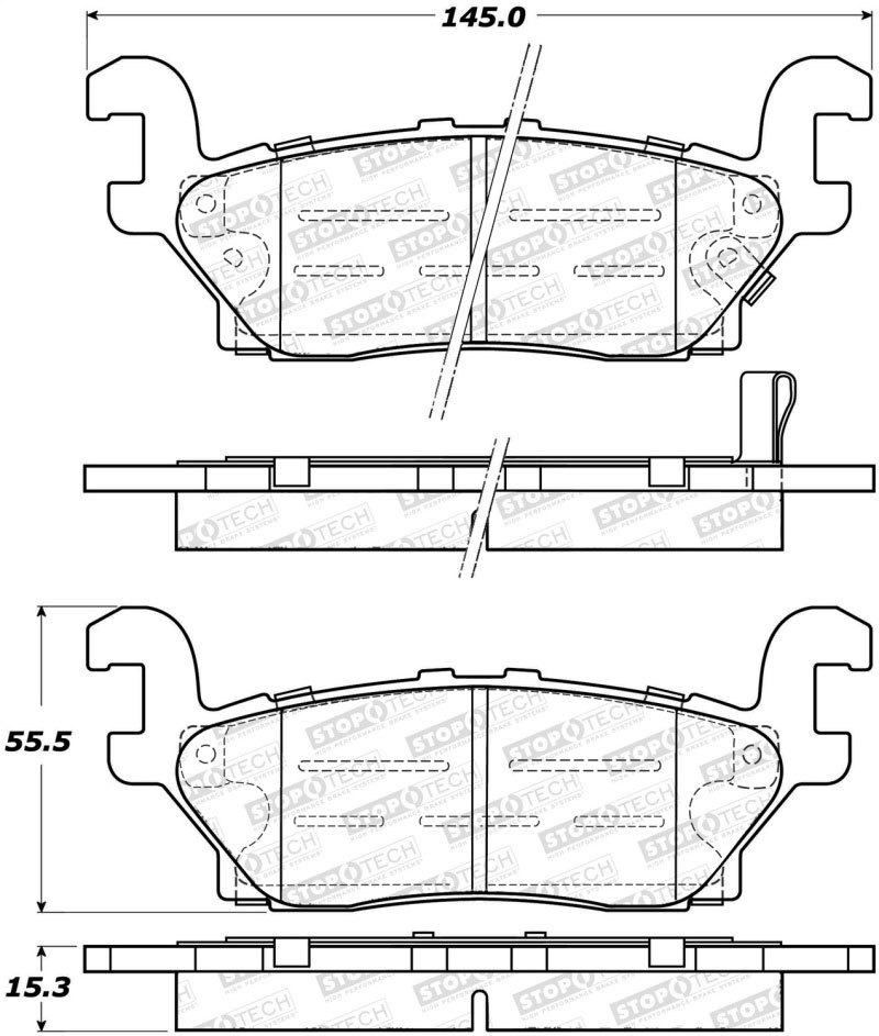 Stoptech 308.11200 | StopTech Street Brake Pads Hummer H3, Rear; 2006-2010