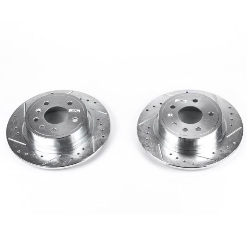 PowerStop ebr693xpr | Power Stop 99-10 Saab 9-5 Rear Evolution Drilled & Slotted Rotors - Pair; 1999-2010