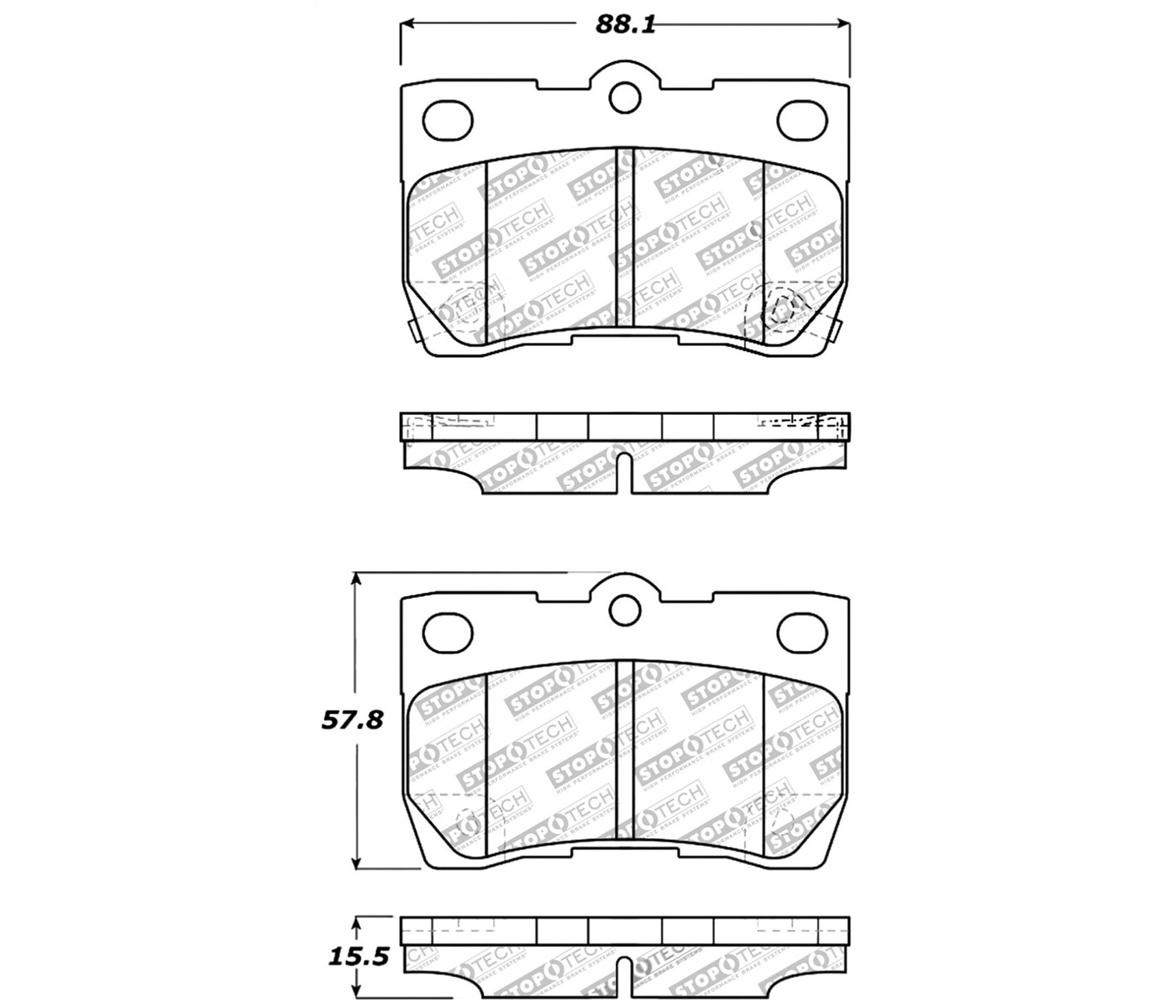 Stoptech 309.11130 | StopTech Sport Brake Pads Lexus IS350, Rear; 2006-2013