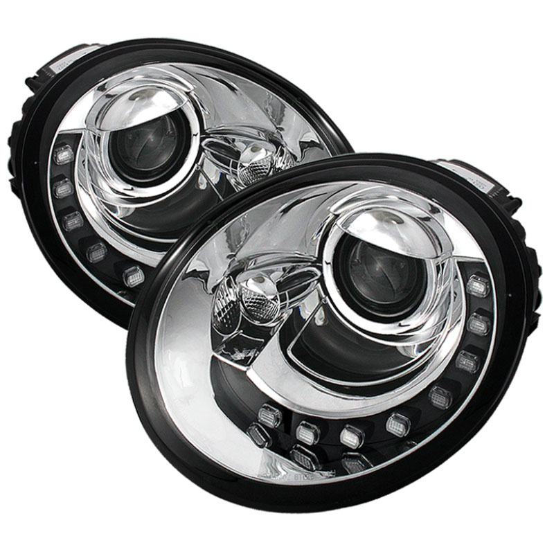 SPYDER 5080554 | Spyder Volkswagen Beetle Projector Headlights - DRL - Chrome - (PRO-YD-VB98-DRL-C); 1998-2005