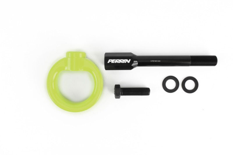 Perrin Performance psp-bdy-230ny | Perrin 02-07 Subaru WRX/STI Tow Hook Kit (Front) - Neon Yellow; 2002-2007