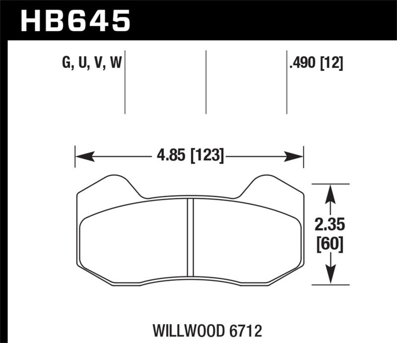 Hawk Performance hb645v.490 | Hawk Wilwood 6712 Calipers DTC-50 Brake Pads