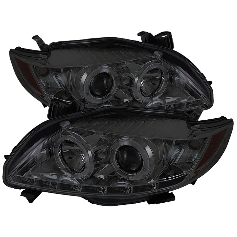 SPYDER 5032522 | Spyder Toyota Corolla DRL LED Projector Headlights - Smoke - (PRO-YD-TC09-DRL-SM); 2009-2010