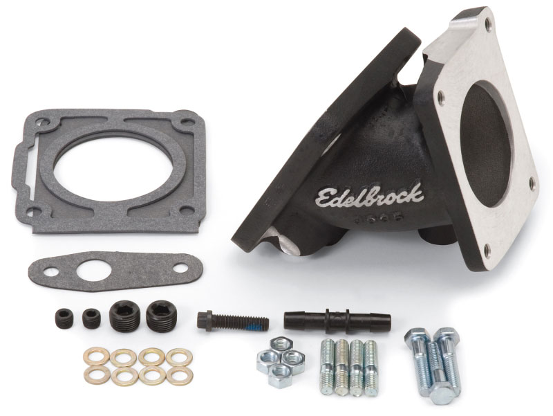 Edelbrock 38353 | EFI Throttle Body Adaptor (Elbow) Ford Mustang 94-95 w/ Black Mini Texture Powder Coat; 1994-1995