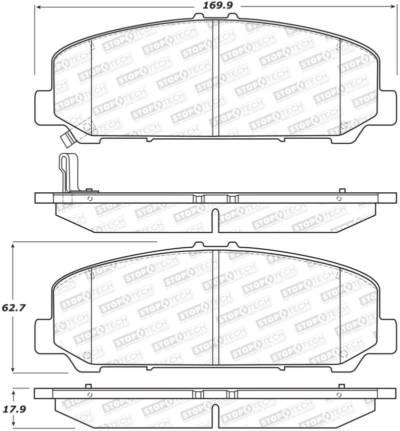 Stoptech 308.15090 | StopTech Street Brake Pads Nissan Titan XD 345mm Rear Disc, Front; 2016-2017