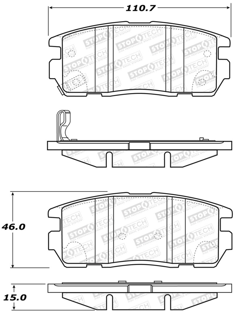 Stoptech 308.12750 | StopTech Street Brake Pads Chevrolet Equinox, Rear; 2007-2017