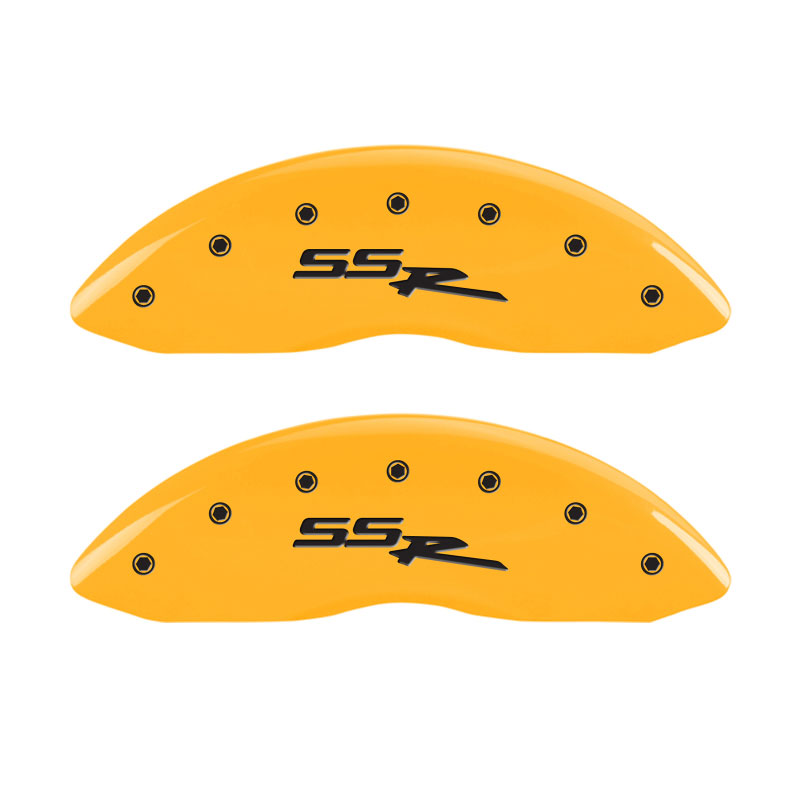 MGP 14031SSSRYL | 4 Caliper Covers Engraved Front & Rear Ssr Yellow Finish Black Char 2004 Chevrolet SSR; 2003-2005