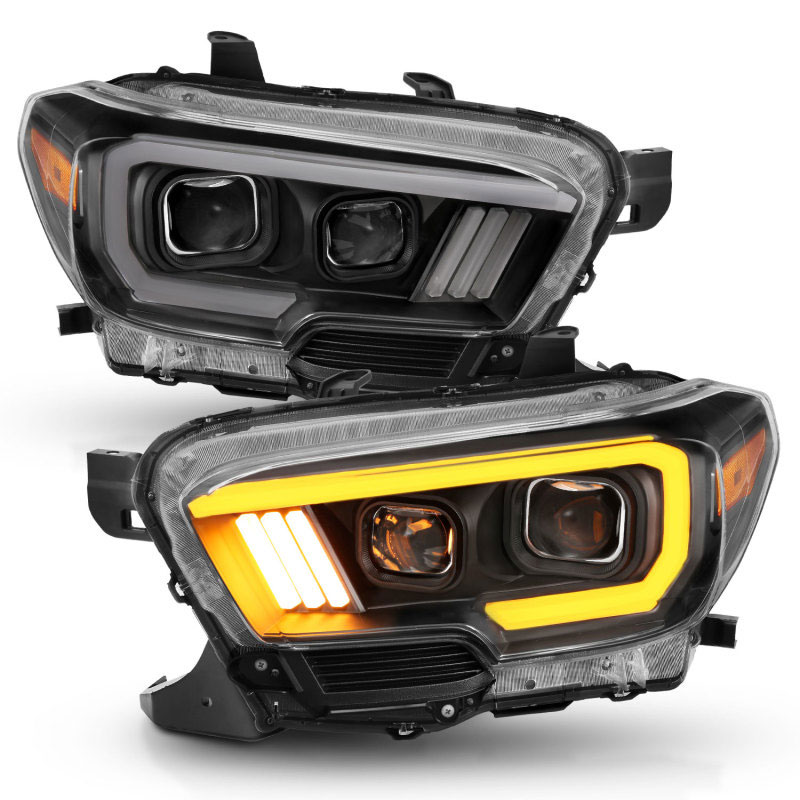 ANZO 2016-2017 Toyota Tacoma Projector Headlights w/ Plank Style ...