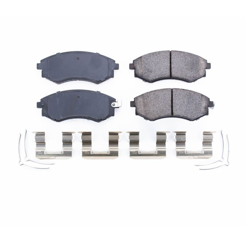 PowerStop 17449 | Power Stop 92-01 Hyundai Elantra Front Z17 Evolution Ceramic Brake Pads w/Hardware; 1992-2001