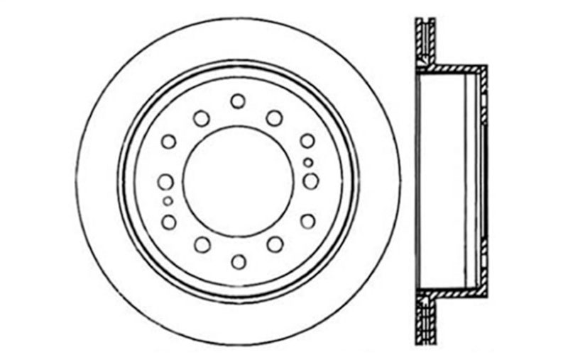 Stoptech 128.44128R | StopTech Toyota FJ Cruiser Sport Cross Drilled Brake Rotor, Rear Right; 2007-2009