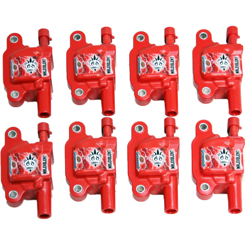 Granatelli Motor Sports 28-0513-cprm | Granatelli 05-17 GM LS LS1/LS2/LS3/LS4/LS5/LS6/LS7/LS9/LSA Malevolent Coil Packs - Red (Set of 8); 2005-2017