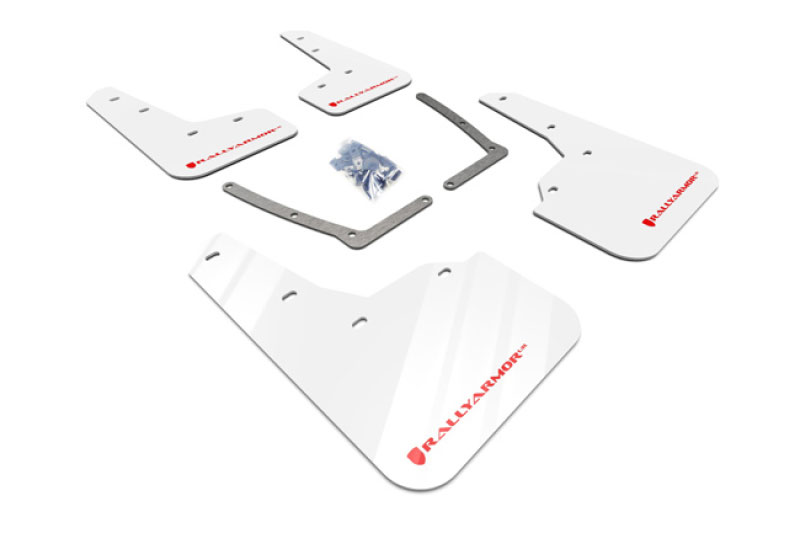 Rally Armor mf50-ur-wh/rd | 16-19 Honda Civic Si UR White Mud Flap w/ Red Logo; 2016-2019