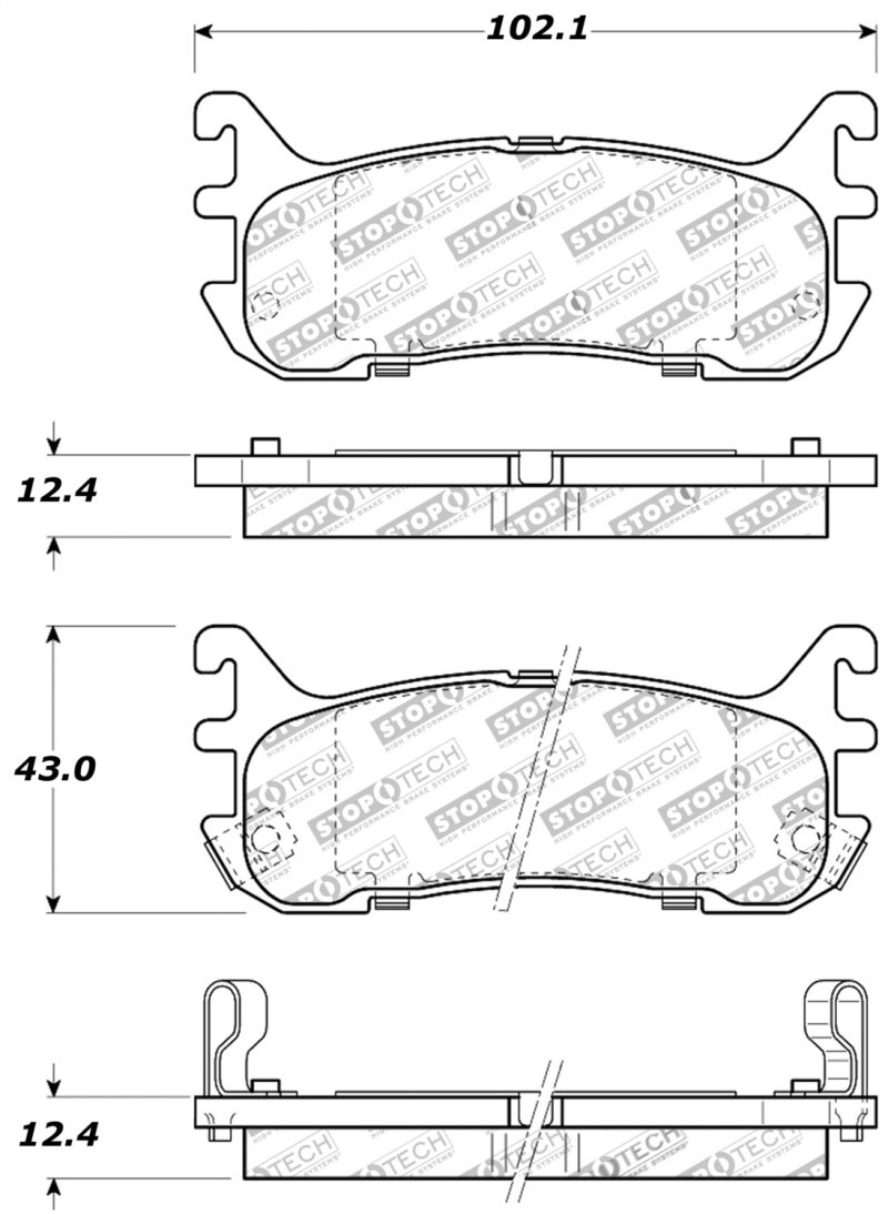 Stoptech 309.06360 | StopTech Sport Brake Pads Mazda Protege Front Caliper Cast# 22-14, Rear; 1995-1998