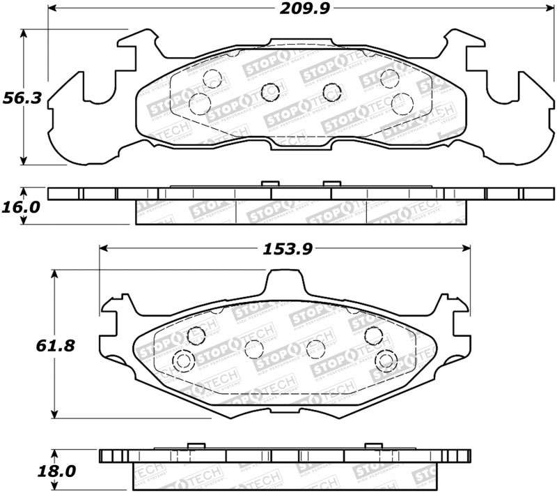 Stoptech 308.02190 | StopTech Street Brake Pads Plymouth Sundance Heavy Duty, Front; 1987-1987