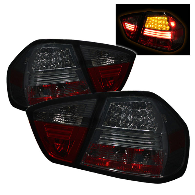 SPYDER 5000927 | Spyder BMW E90 3-Series 4Dr LED Tail Lights - Smoke - (ALT-YD-BE9006-LED-SM); 2006-2008