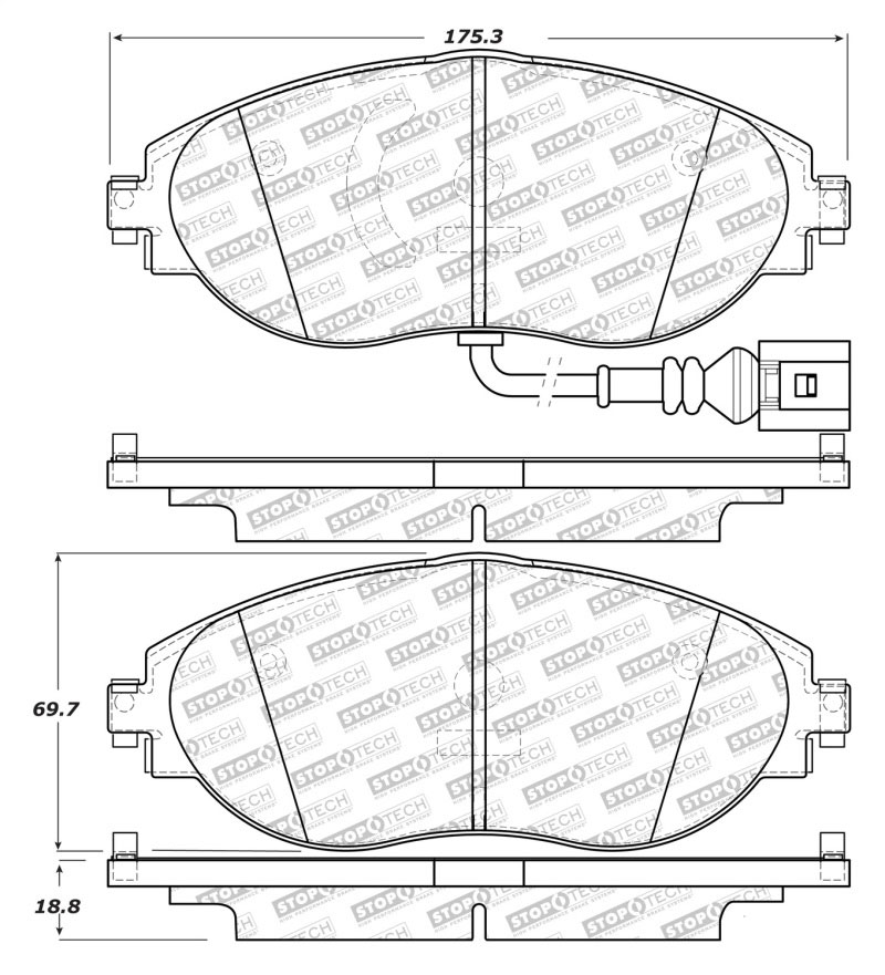 Stoptech 305.16330 | StopTech Street Select Brake Pads Audi S3, Front; 2014-2018