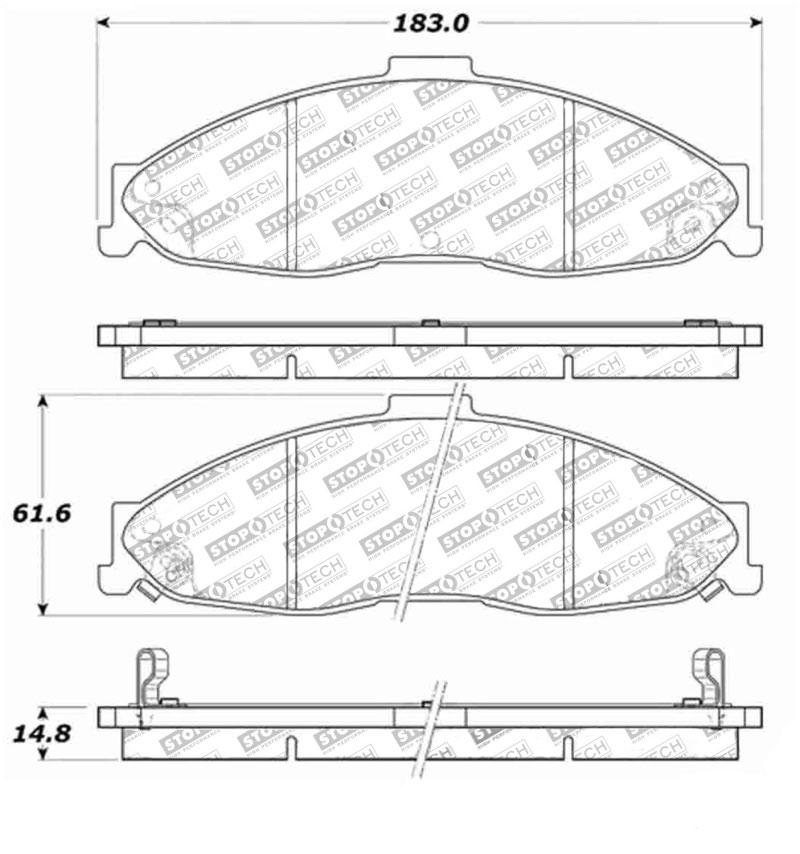 Stoptech 308.07490 | StopTech Street Brake Pads Pontiac Firebird, Front; 1998-2002