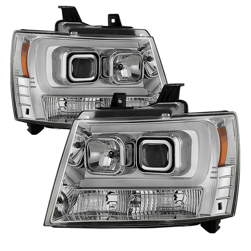 SPYDER 5082572 | Spyder Chevy Avalanche Version 2 Projector Headlights - Light Bar DRL - Chrome - (PRO-YD-CSUB07V2-DRL-C); 2007-2014