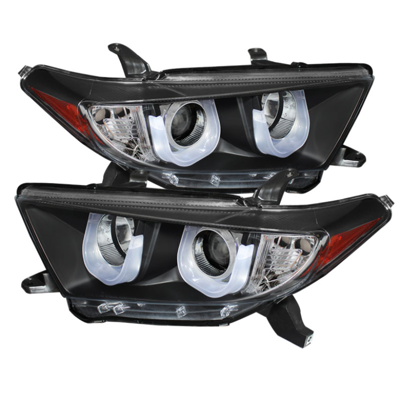 SPYDER 5075055 | Spyder Toyota Highlander Projector Headlights - 3D DRL - Black - High H1 (Included) - Low H7 (Included) - (PRO-YD-THLAN11-3DDRL-BK); 2011-2013