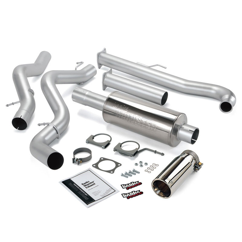 Banks Power 48629 | 01-04 Chevy 6.6L Ec/CCSB Monster Exhaust System - SS Single Exhaust w/ Chrome Tip; 2001-2004