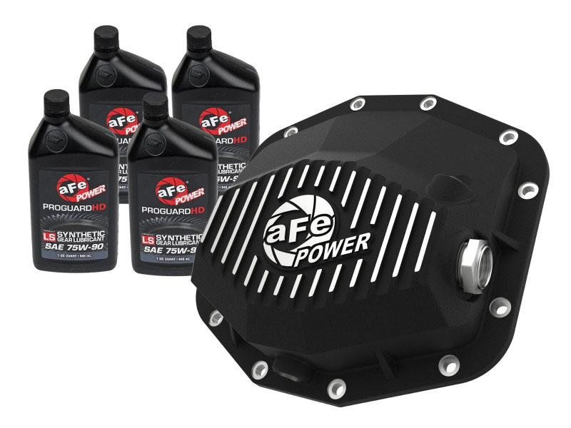 aFe 46-71281b | POWER 21-22 Ram1500 TRX Hemi V8 6.2L PRO Series Rear Diff Cover Black w/Machined Fins & Gear Oil; 2021-2022