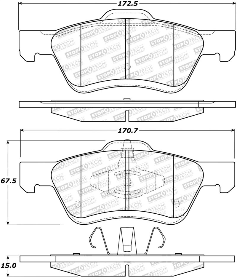 Stoptech 305.10470 | StopTech Street Select Brake Pads Ford Escape, Front; 2005-2008