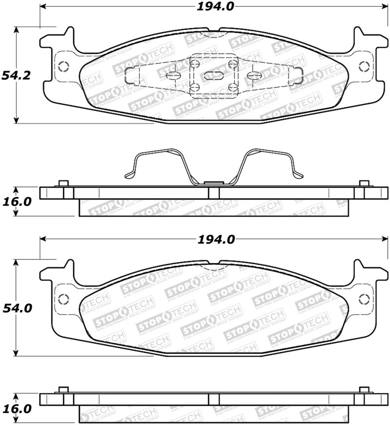 Stoptech 308.06320 | StopTech Street Brake Pads Ford E-150 Econoline, Front; 1994-2002