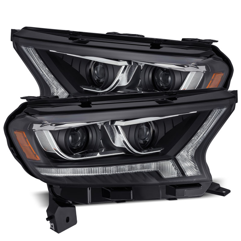 AlphaRex 880120 | 2019+ Ford Ranger PRO-Series Proj Headlights Plank Style Black w/Seq Signal/DRL; 2019-2022