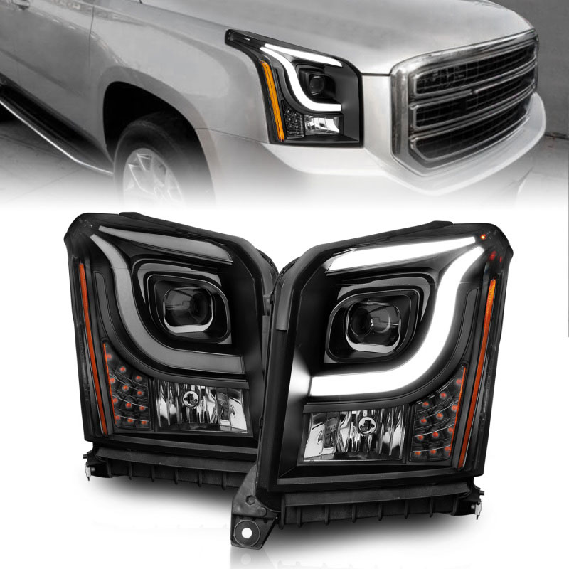 ANZO 111535 | Anzo 15-17 GMC Yukon/Yukon XL Projector Headlights Black Housing/Clear Lens (w/ Light Bars); 2015-2017