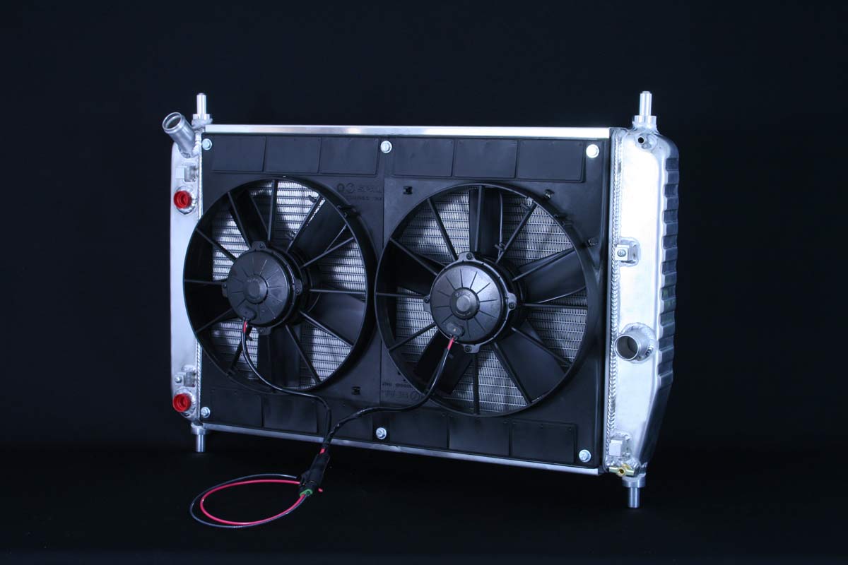 DeWitts Radiator 4139105E | and Fan Corvette, with optional oil cooler, Dual 11" Spal Fans, Natural; 2005-2013