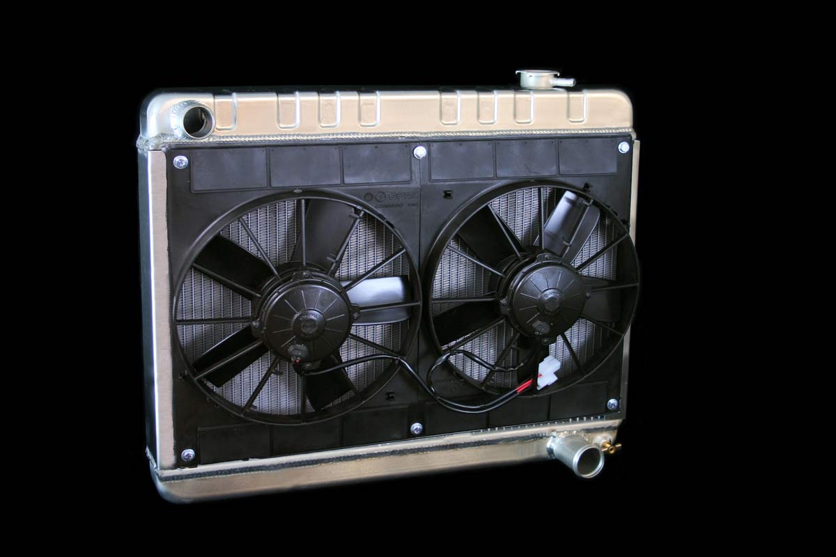 DeWitts Radiator 4139017M | and Fan Chevy C10 Truck All, DF, Manual, Dual 11" Spal Fans, Natural; 1963-1966