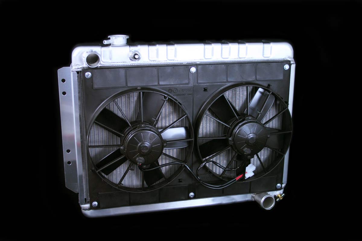 DeWitts Radiator 4139015M | and Fan Impala All, DF, Manual, Dual 11" Spal Fans, Natural; 1959-1962