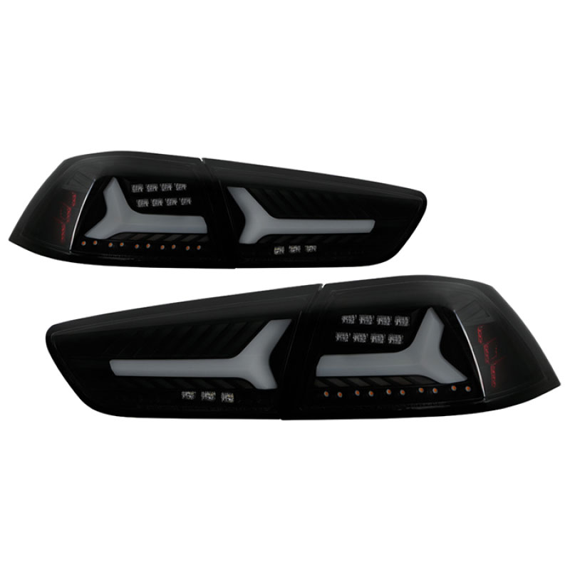 SPYDER 5088147 | Spyder Mitsubishi Lancer/Evolution X 08-14 V2 LED Tail Lights - Black Smoke ALT-YD-ML08V2-SEQ-BSM; 2008-2014