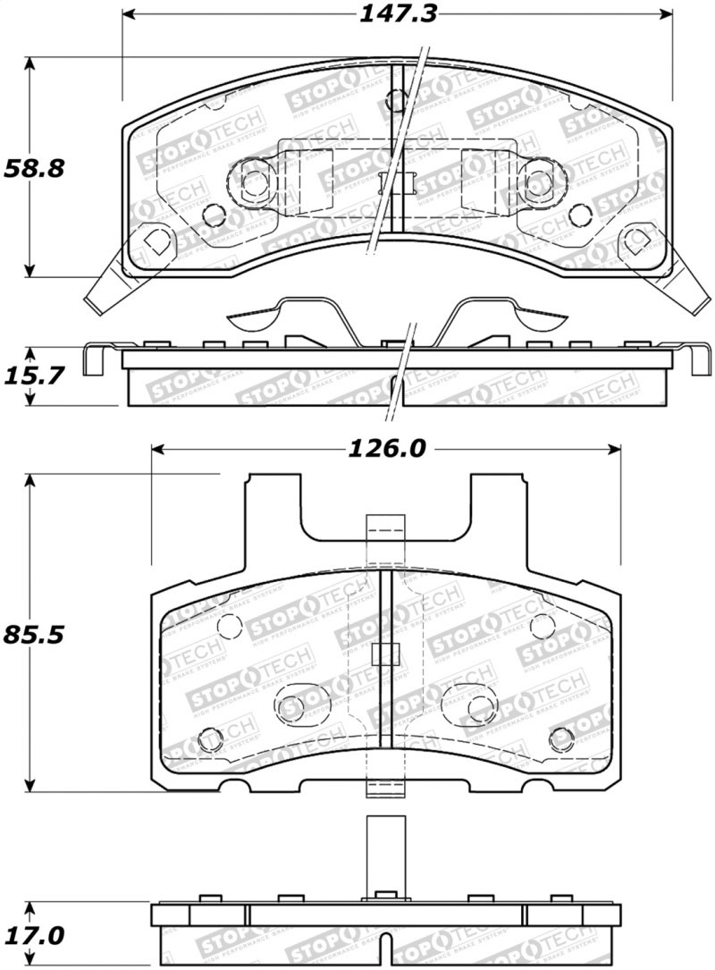 Stoptech 308.03700 | StopTech Street Brake Pads Chevrolet C3500 SRW, Front; 1990-2000