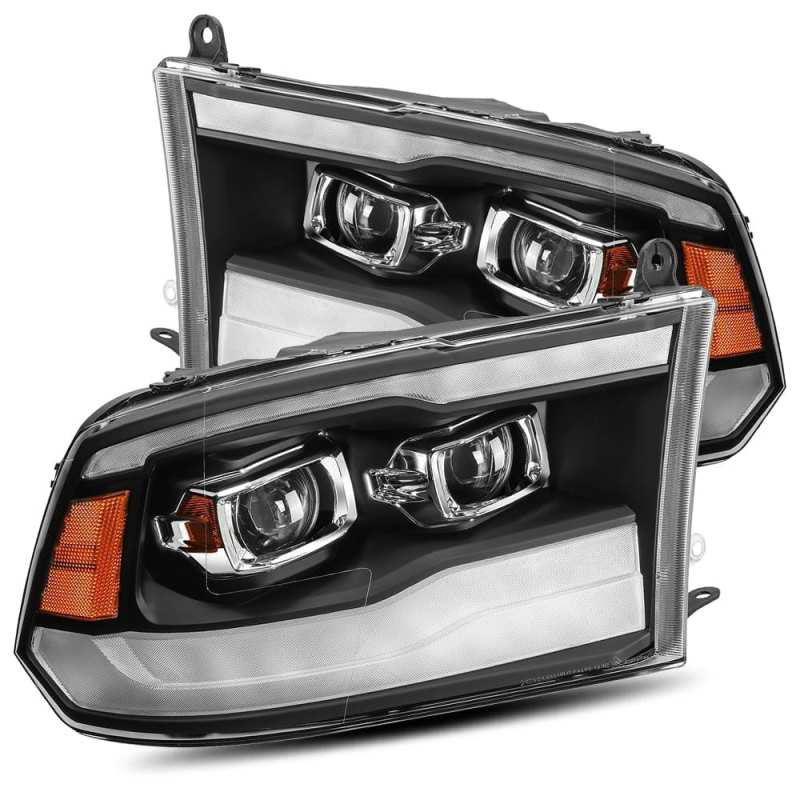 AlphaRex 880597 | Dodge Ram 1500HD PRO-Series Projector Headlights Plank Style Black w/Seq Signal/DRL; 2009-2018