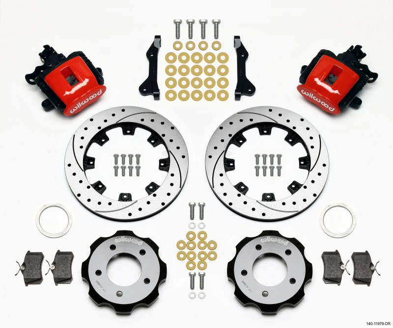 Wilwood 140-11979-dr | Combination Parking Brake Rear Kit 12.19in Drilled Red 2006-Up Civic / CRZ; 2006-2021