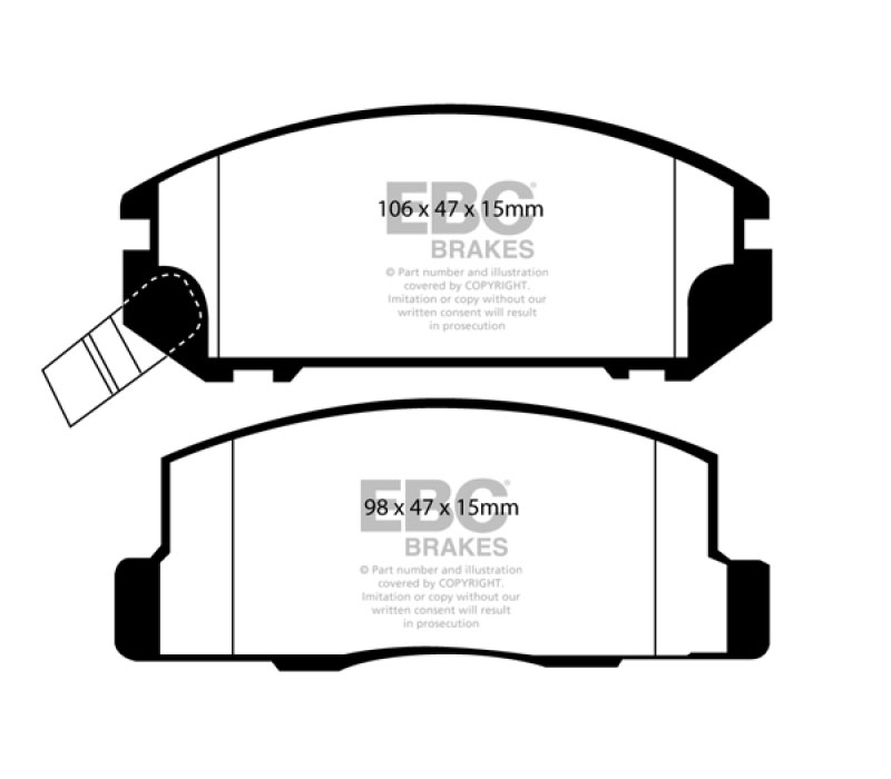 EBC dp31107c | 99-02 Toyota MR2 1.8 Redstuff Rear Brake Pads; 1999-2002