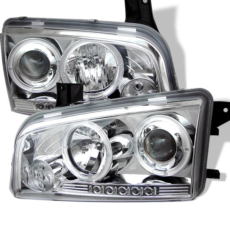 SPYDER 5009746 | Spyder Dodge Charger ( Non HID ) Halo LED ( Replaceable LEDs ) Projector Headlights - Chrome - (PRO-YD-DCH05-LED-C); 2006-2010