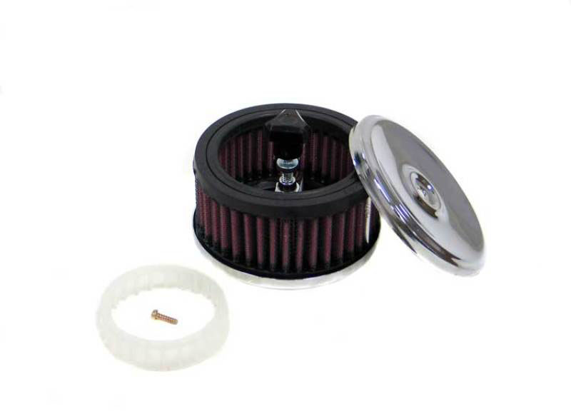 K&N Engineering 600403 | K&N 4in Round x 3in Overall Height Red Custom Air Cleaner Assembly (for use on Nostalgia Engines)