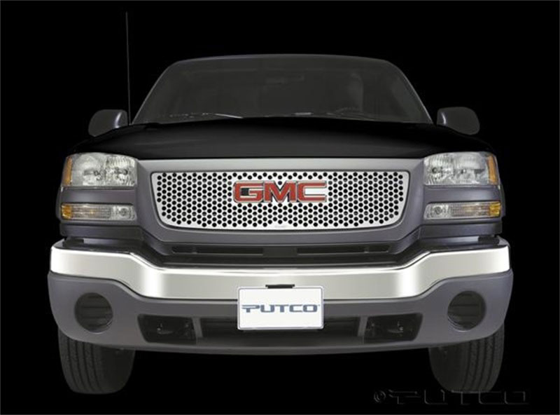 Putco 84138 | 03-06 GMC Sierra LD/HD - w/ Logo CutOut - Does not Fit Denali Punch Stainless Steel Grilles; 2003-2006