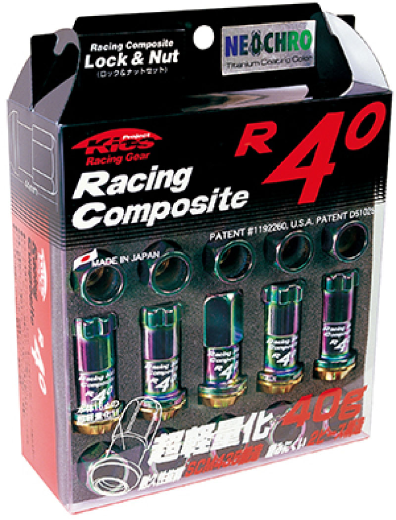 Project Kics krc11n | 12x1.50 R40 Lug Nuts - Neo Chrome (16+4 Locks)