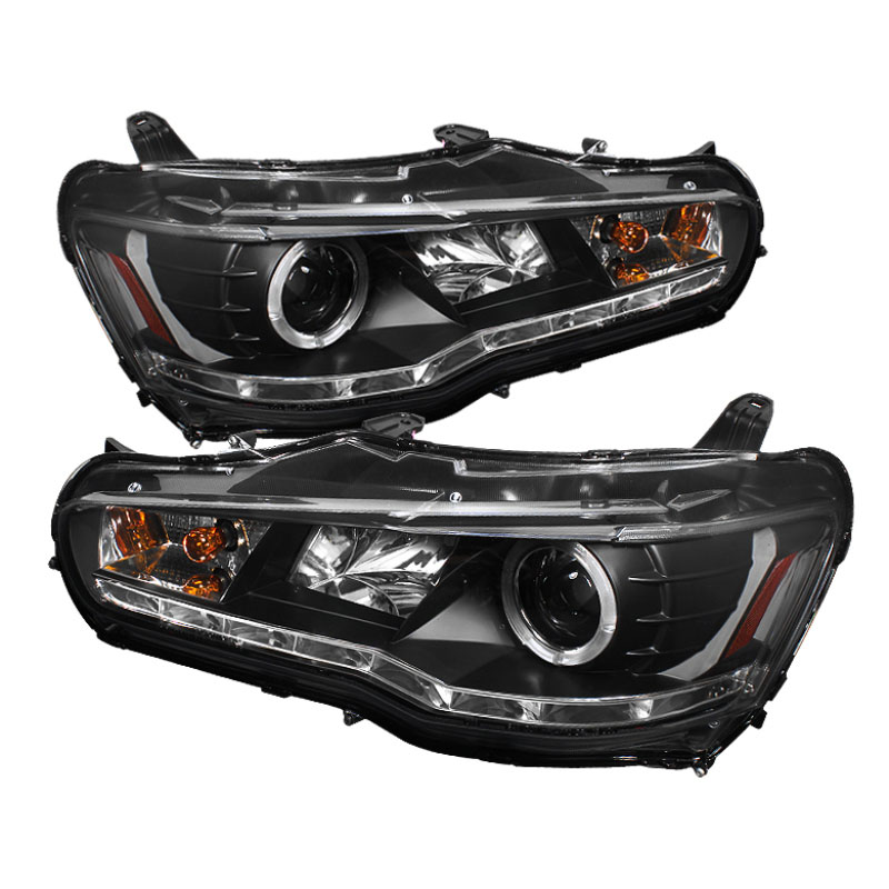 SPYDER 5039392 | Spyder Mitsubishi Lancer / EVO-10 ( Non HID Type ) DRL LED Projector Headlights - Black - (PRO-YD-ML08-DRL-BK); 2008-2013